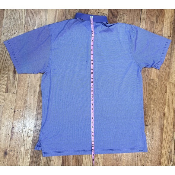 Peter Millar Polo Men's Large Purple Golf Striped Comfort Casual Short Tech Polo - Picture 13 of 13